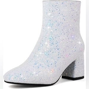 Silver Glitter Heeled Boots